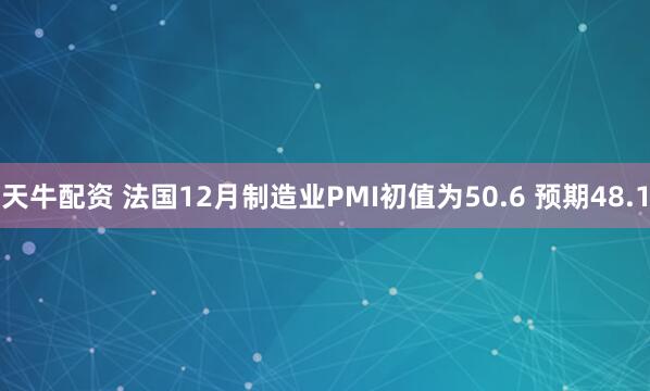 天牛配资 法国12月制造业PMI初值为50.6 预期48.1